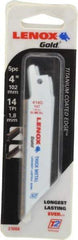 Lenox - 4" Long x 3/4" Thick, Bi-Metal Reciprocating Saw Blade - Tapered Profile, 14 TPI, Toothed Edge, Universal Shank - Exact Tool & Supply
