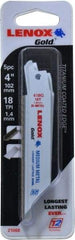 Lenox - 4" Long x 3/4" Thick, Bi-Metal Reciprocating Saw Blade - Tapered Profile, 18 TPI, Toothed Edge, Universal Shank - Exact Tool & Supply