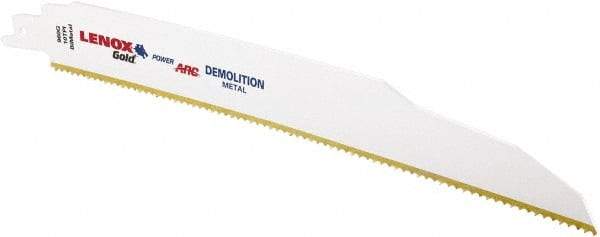 Lenox - 9" Long x 7/8" Thick, Bi-Metal Reciprocating Saw Blade - Tapered Profile, 10 TPI, Toothed Edge, Universal Shank - Exact Tool & Supply