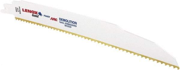 Lenox - 9" Long x 7/8" Thick, Bi-Metal Reciprocating Saw Blade - Tapered Profile, 6 TPI, Toothed Edge, Universal Shank - Exact Tool & Supply