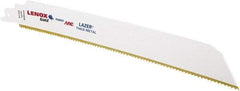 Lenox - 9" Long x 1" Thick, Bi-Metal Reciprocating Saw Blade - Tapered Profile, 10 TPI, Toothed Edge, Universal Shank - Exact Tool & Supply