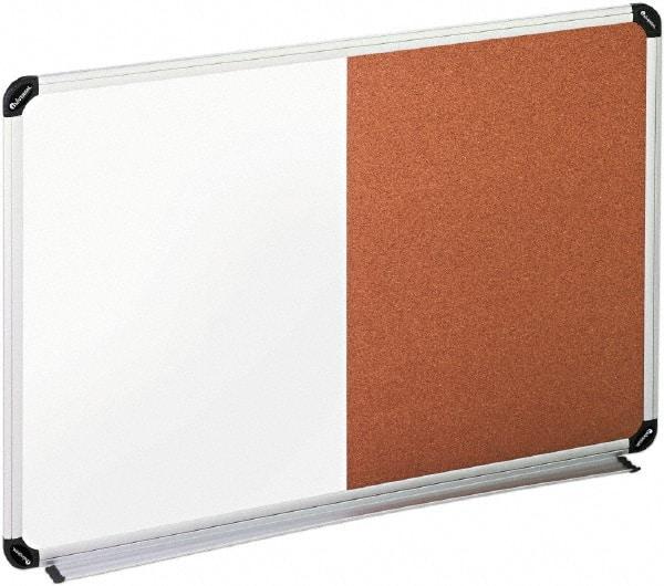 UNIVERSAL - 24" High x 36" Wide Cork/Melamine Dry Erase Board - Aluminum/Plastic Frame, 42-1/4" Deep, Includes Accessory Tray/Rail & Mounting Kit - Exact Tool & Supply