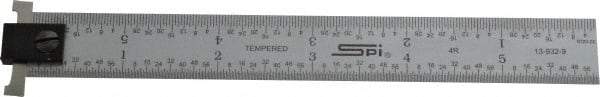 SPI - 6" Long, 1/64, 1/32, 1/16, 1/8" Graduation, Tool Steel Rule - 4R Graduation Style, 3/4" Wide, Silver, Satin Chrome Finish - Exact Tool & Supply