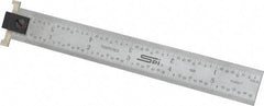 SPI - 6" Long, 1/100, 1/64, 1/50, 1/32" Graduation, Tool Steel Rule - 16R Graduation Style, 3/4" Wide, Silver, Satin Chrome Finish - Exact Tool & Supply
