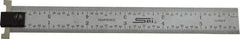SPI - 6" Long, 1/64, 1/32" and 0.5, 1mm Graduation, Tool Steel Rule - English/Metric Graduation Style, 3/4" Wide, Silver, Satin Chrome Finish - Exact Tool & Supply