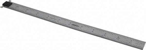 SPI - 12" Long, 1/64, 1/32" and 0.5, 1mm Graduation, Tool Steel Rule - English/Metric Graduation Style, 1" Wide, Silver, Satin Chrome Finish - Exact Tool & Supply