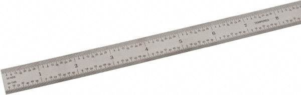 SPI - 18" Long, 1/64, 1/50, 1/32, 1/10" Graduation, Flexible Steel Rule - 3R Graduation Style, 3/4" Wide, Silver, Satin Chrome Finish - Exact Tool & Supply