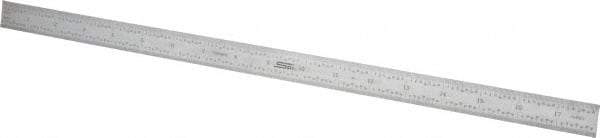 SPI - 18" Long, 1/100, 1/64, 1/32, 1/10" Graduation, Flexible Steel Rule - 5R Graduation Style, 3/4" Wide, Silver, Satin Chrome Finish - Exact Tool & Supply