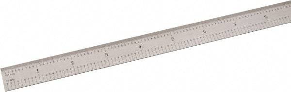 SPI - 24" Long, 1/100, 1/64, 1/32, 1/10" Graduation, Flexible Steel Rule - 5R Graduation Style, 3/4" Wide, Silver, Satin Chrome Finish - Exact Tool & Supply