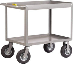 Little Giant - 1,200 Lb Capacity, 30" Wide x 66" Long x 36-1/2" High Deep Shelf Cart - 2 Shelf, Steel, 2 Rigid/2 Swivel Casters - Exact Tool & Supply