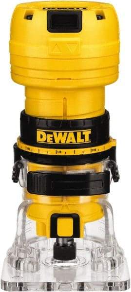 DeWALT - 31,000 RPM, 0.6 HP, 4.5 Amp, Laminate Trimmer Electric Router - 120 Volts, 1/4 Inch Collet - Exact Tool & Supply
