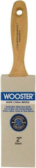 Wooster Brush - 2" Flat Hog Varnish Brush - 3-3/16" Bristle Length, 6-1/2" Maple Beavertail Handle - Exact Tool & Supply