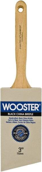 Wooster Brush - 3" Angled Hog Sash Brush - 2-15/16" Bristle Length, 7-7/8" Maple Fluted Handle - Exact Tool & Supply