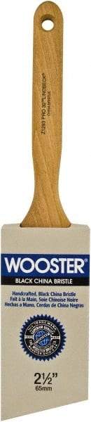 Wooster Brush - 2-1/2" Angled Hog Sash Brush - 2-15/16" Bristle Length, 7-7/8" Maple Fluted Handle - Exact Tool & Supply