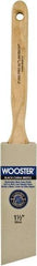 Wooster Brush - 1-1/2" Angled Hog Sash Brush - 2-7/16" Bristle Length, 8" Maple Fluted Handle - Exact Tool & Supply