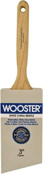 Wooster Brush - 3" Angled Hog Sash Brush - 3-7/16" Bristle Length, 8" Maple Fluted Handle - Exact Tool & Supply