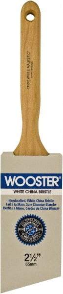 Wooster Brush - 2-1/2" Angled Hog Sash Brush - 3-3/16" Bristle Length, 7-7/8" Maple Fluted Handle - Exact Tool & Supply