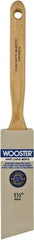 Wooster Brush - 1-1/2" Angled Hog Sash Brush - 2-11/16" Bristle Length, 7-7/8" Maple Fluted Handle - Exact Tool & Supply