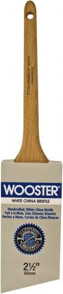 Wooster Brush - 2-1/2" Angled Hog Sash Brush - 2-15/16" Bristle Length, 7-7/8" Maple Rattail Handle - Exact Tool & Supply