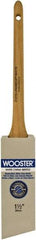 Wooster Brush - 1-1/2" Angled Hog Sash Brush - 2-7/16" Bristle Length, 6-1/2" Maple Rattail Handle - Exact Tool & Supply