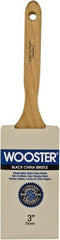 Wooster Brush - 3" Flat Hog Sash Brush - 3-7/16" Bristle Length, 6-1/8" Maple Fluted Handle - Exact Tool & Supply