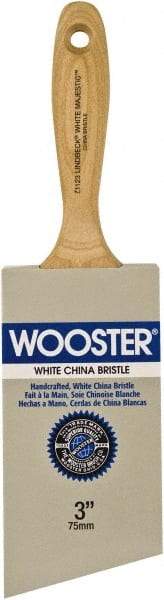 Wooster Brush - 3" Angled Hog Varnish Brush - 2-15/16" Bristle Length, 5-1/8" Maple Beavertail Handle - Exact Tool & Supply