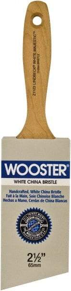 Wooster Brush - 2-1/2" Angled Hog Varnish Brush - 2-15/16" Bristle Length, 5-1/8" Maple Beavertail Handle - Exact Tool & Supply