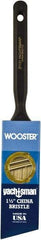 Wooster Brush - 1-1/2" Angled Hog Sash Brush - 2-3/16" Bristle Length, 6-1/4" Plastic Fluted Handle - Exact Tool & Supply