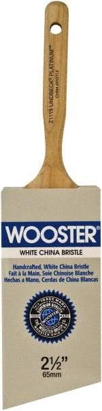 Wooster Brush - 2-1/2" Angled Hog Varnish Brush - 2-15/16" Bristle Length, 6-1/2" Maple Dowel Handle - Exact Tool & Supply
