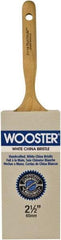 Wooster Brush - 2-1/2" Flat Hog Varnish Brush - 2-15/16" Bristle Length, 5-1/8" Maple Dowel Handle - Exact Tool & Supply