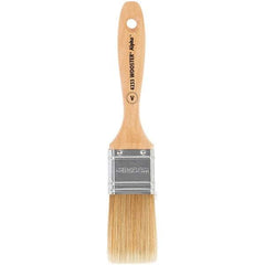 Wooster Brush - 1-1/2" Flat Synthetic Varnish Brush - 2-7/16" Bristle Length, 6-1/2" Maple Beavertail Handle - Exact Tool & Supply