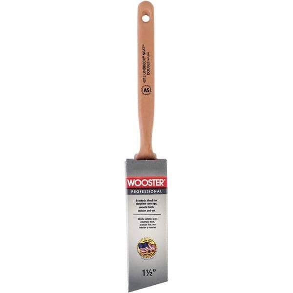 Wooster Brush - 1-1/2" Angled Synthetic Sash Brush - 2-7/16" Bristle Length, 7-7/8" Poly Foam Fluted Handle - Exact Tool & Supply