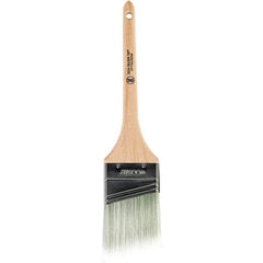 Wooster Brush - 2-1/2" Angled Synthetic Sash Brush - 2-11/16" Bristle Length, 7-1/4" Wood Rattail Handle - Exact Tool & Supply