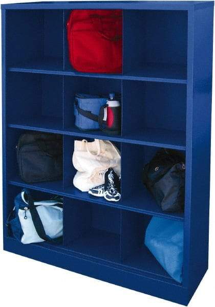 Sandusky Lee - 4 Shelf, Closed Shelving Cubby Cabinet - 46 Inch Wide x 18 Inch Deep x 66 Inch High, Blue - Exact Tool & Supply