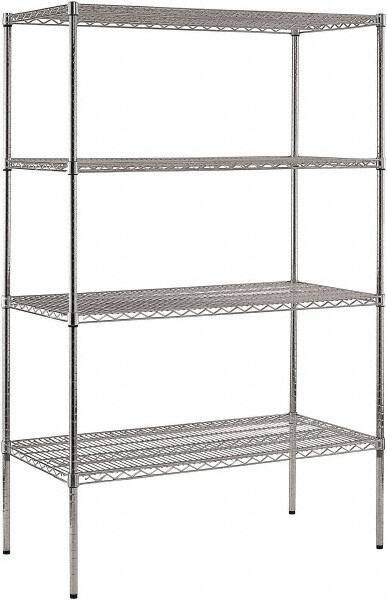 Sandusky Lee - 4 Shelf Wire Shelving Unit - 48" Wide x 24" Deep x 74" High, - Exact Tool & Supply