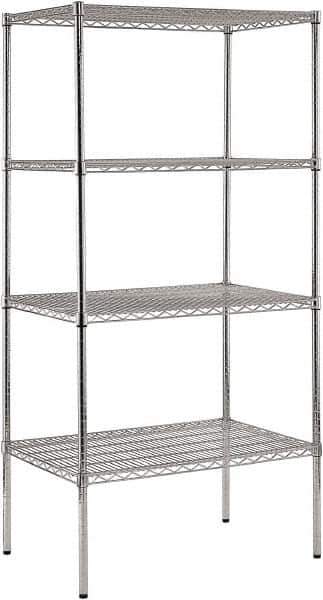 Sandusky Lee - 4 Shelf Wire Shelving Unit - 36" Wide x 24" Deep x 74" High, - Exact Tool & Supply