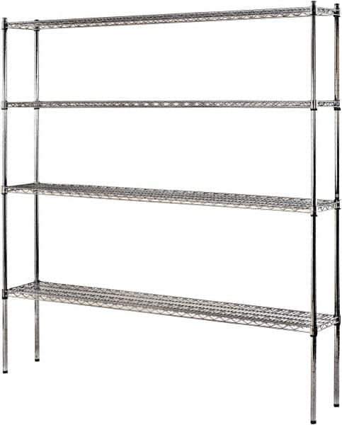 Sandusky Lee - 4 Shelf Wire Shelving Unit - 72" Wide x 12" Deep x 74" High, - Exact Tool & Supply