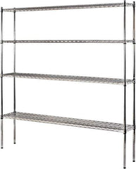 Sandusky Lee - 4 Shelf Wire Shelving Unit - 72" Wide x 12" Deep x 74" High, - Exact Tool & Supply