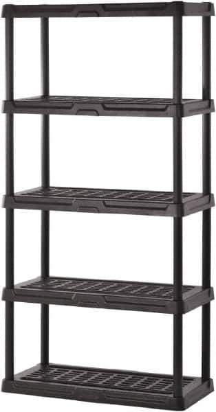 Sandusky Lee - 72" High x 36" Wide x 24" Deep, 5 Shelf Polyurethane Utility Plastic Shelving - Black, 150 Lb Capacity - Exact Tool & Supply