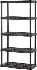 Sandusky Lee - 72" High x 36" Wide x 24" Deep, 5 Shelf Polyurethane Utility Plastic Shelving - Black, 150 Lb Capacity - Exact Tool & Supply