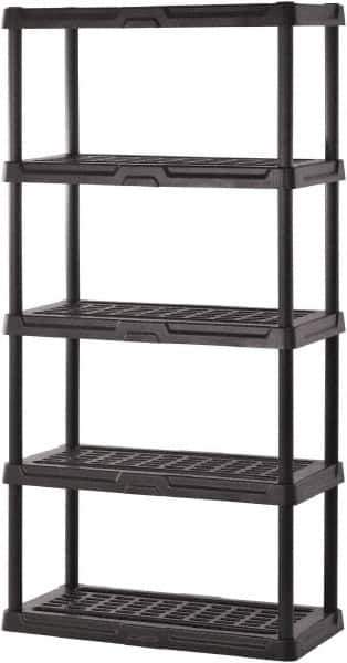 Sandusky Lee - 72" High x 36" Wide x 18" Deep, 5 Shelf Polyurethane Utility Plastic Shelving - Black, 150 Lb Capacity - Exact Tool & Supply