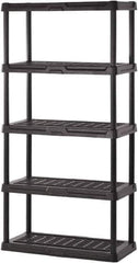 Sandusky Lee - 72" High x 36" Wide x 18" Deep, 5 Shelf Polyurethane Utility Plastic Shelving - Black, 150 Lb Capacity - Exact Tool & Supply