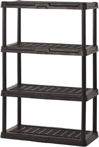 Sandusky Lee - 56" High x 36" Wide x 18" Deep, 4 Shelf Polyurethane Utility Plastic Shelving - Black, 150 Lb Capacity - Exact Tool & Supply