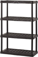 Sandusky Lee - 56" High x 36" Wide x 18" Deep, 4 Shelf Polyurethane Utility Plastic Shelving - Black, 150 Lb Capacity - Exact Tool & Supply