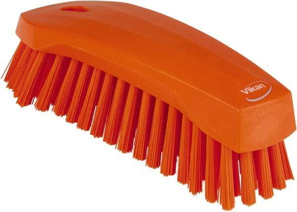 Vikan - 1.3" Bristle Length, Polyester Scrub Brush - 3" Wide Head, 8" OAL, Orange, Polypropylene Block - Exact Tool & Supply