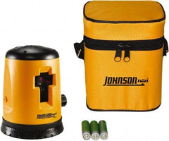 Johnson Level & Tool - 1 Beam 100' (Interior) Max Range Self Leveling Cross Line Laser - Red Beam, 1/4" at 35' Accuracy, 5" Long x 3-1/2" Wide x 4" High, Battery Included - Exact Tool & Supply