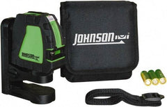 Johnson Level & Tool - 2 Beam 200' (Interior) Max Range Self Leveling Cross Line Laser - Green Beam, 1/8" at 35' Accuracy, 4-1/8" Long x 4-1/8" Wide x 1-15/16" High, Battery Included - Exact Tool & Supply