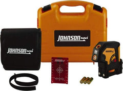 Johnson Level & Tool - 3 Beam 100' (Interior) Max Range Self Leveling Dot Laser Level - Red Beam, 1/8" at 50' Accuracy, 4-3/4" Long x 3" Wide x 4-3/4" High, Battery Included - Exact Tool & Supply