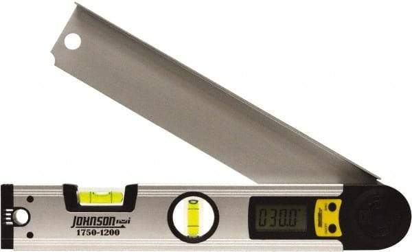 Johnson Level & Tool - 225° Measuring Range, Digital Protractor - 0.1° Resolution, 12 Inch Long Blade, Accuracy Up to 0.3°, CR2032 Lithium Battery Not Included - Exact Tool & Supply