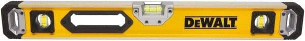 DeWALT - 72" Long 3 Vial Box Beam Level - Aluminum, Yellow - Exact Tool & Supply